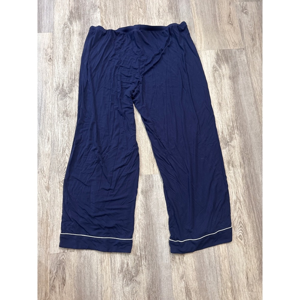 Nordstrom Moonlight Eco Pajamas Set Navy Blue White Piping Short Sleeve XL - Picture 4 of 13